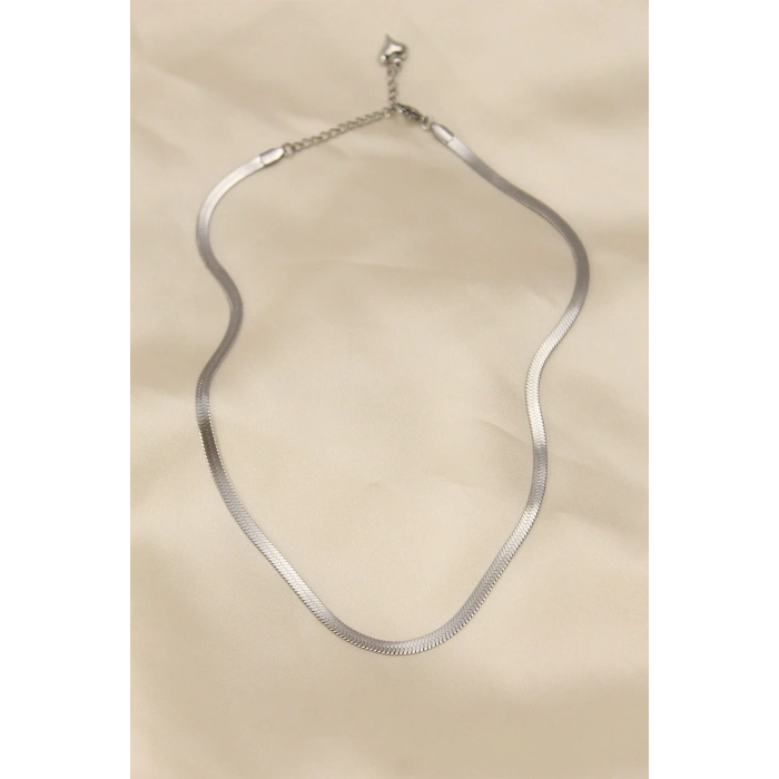 316L Çelik Silver Renk 45 cm İtalyan Zincir Model Kadın Kolye