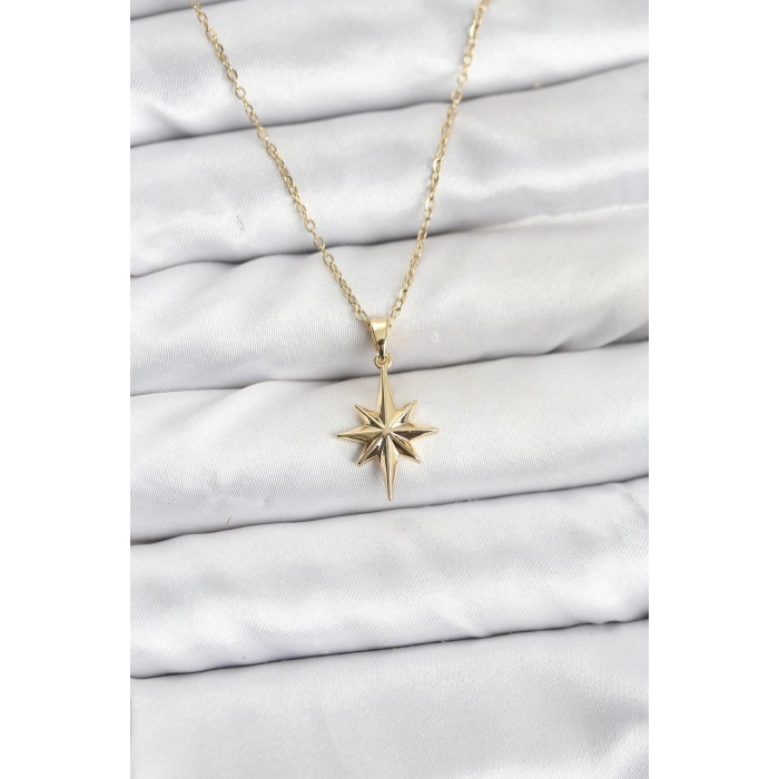 316L Çelik Zincir Gold Renk Kutup Yıldızı Model Kadın Kolye