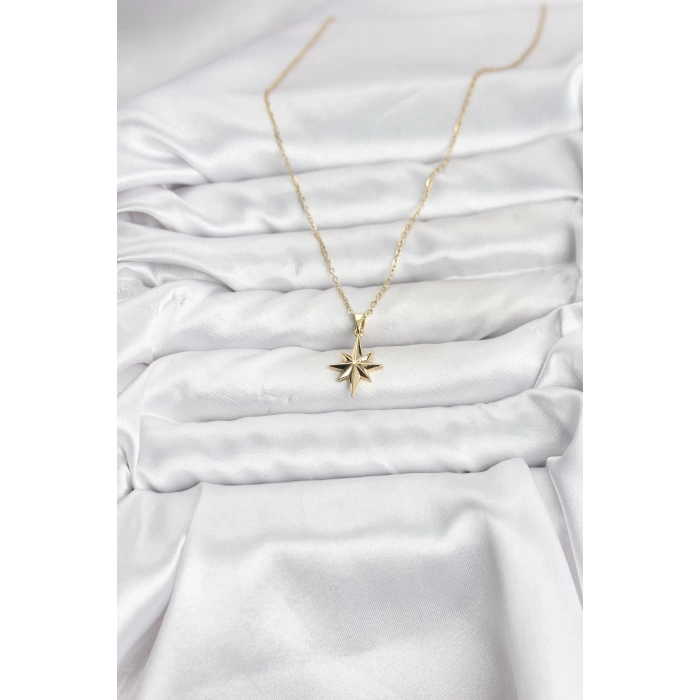 316L Çelik Zincir Gold Renk Kutup Yıldızı Model Kadın Kolye