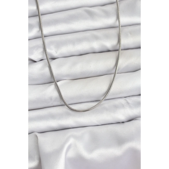 316L Çelik Zincir Gümüş Renk 60 cm Yılan Zincir Kadın Kolye