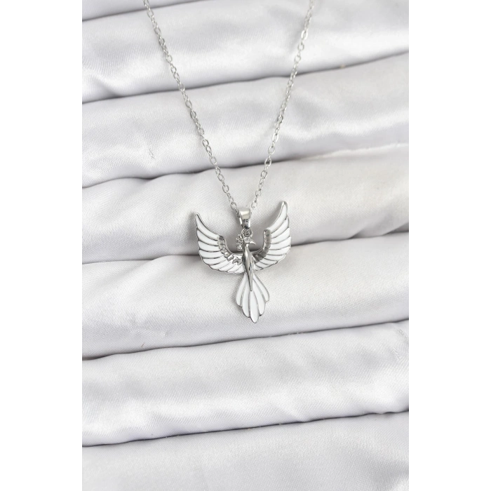 316L Çelik Zincir Gümüş Renk Anka Kuşu Model Kadın Kolye