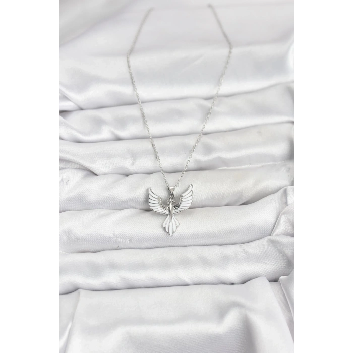 316L Çelik Zincir Gümüş Renk Anka Kuşu Model Kadın Kolye