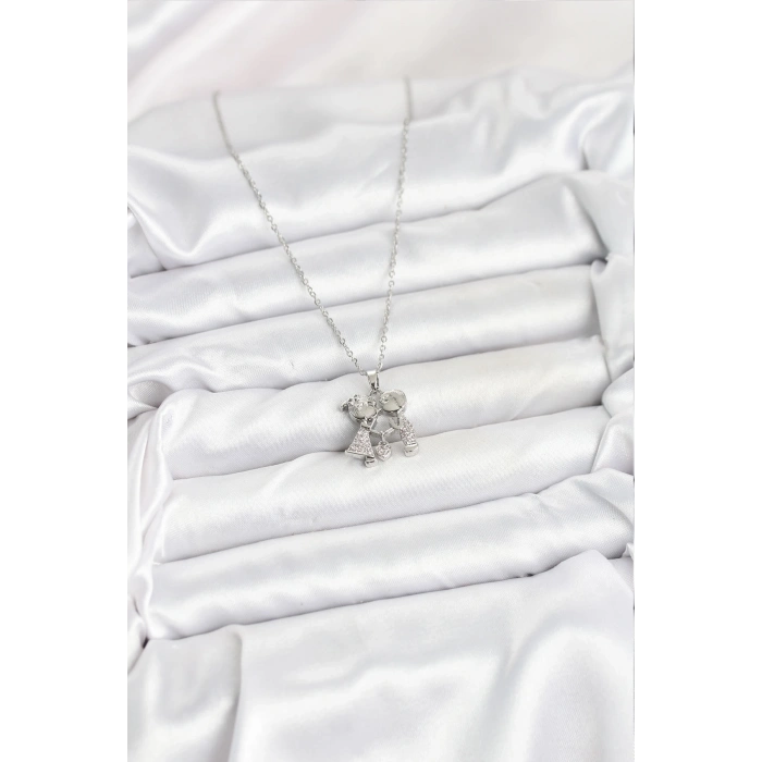 316L Çelik Zincir Gümüş Renk Erkek Kız Model Kadın Kolye