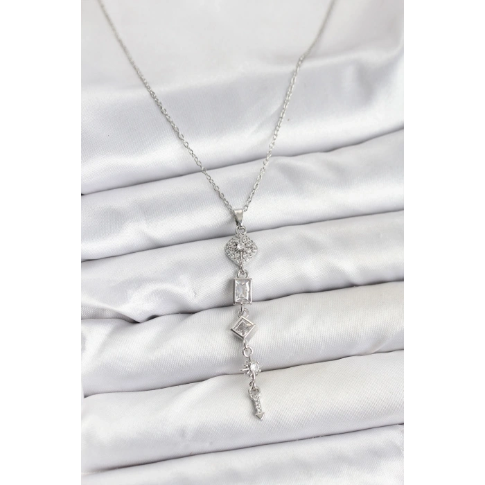 316L Çelik Zincir Gümüş Renk Kutup Yıldızı Enerji Model Kadın Y Kolye