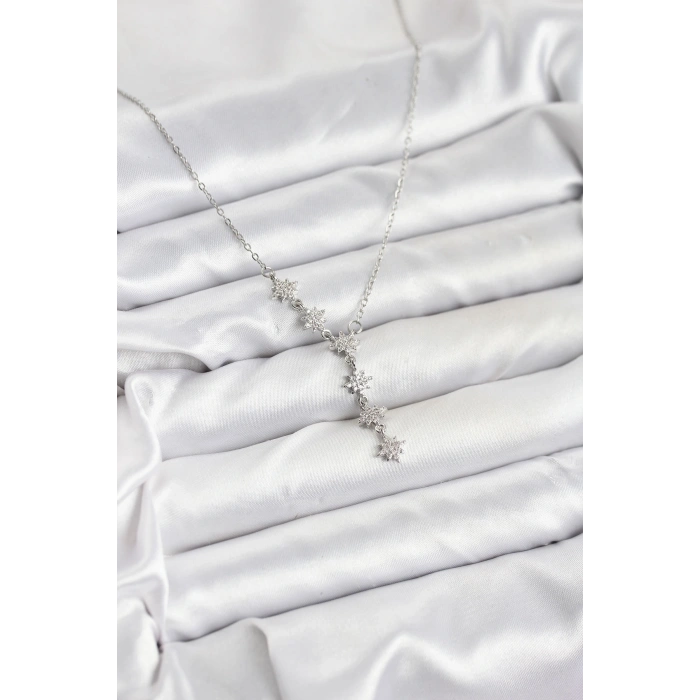 316L Çelik Zincir Gümüş Renk Kutup Yıldızı Model Kadın Kolye