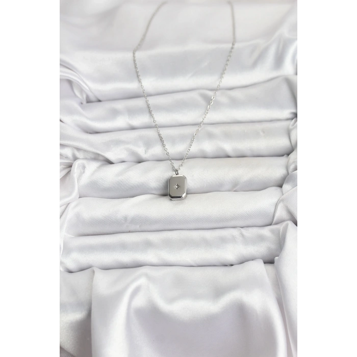 316L Çelik Zincir Gümüş Renk Minimal Kutup Yıldızı Model Kadın Kolye