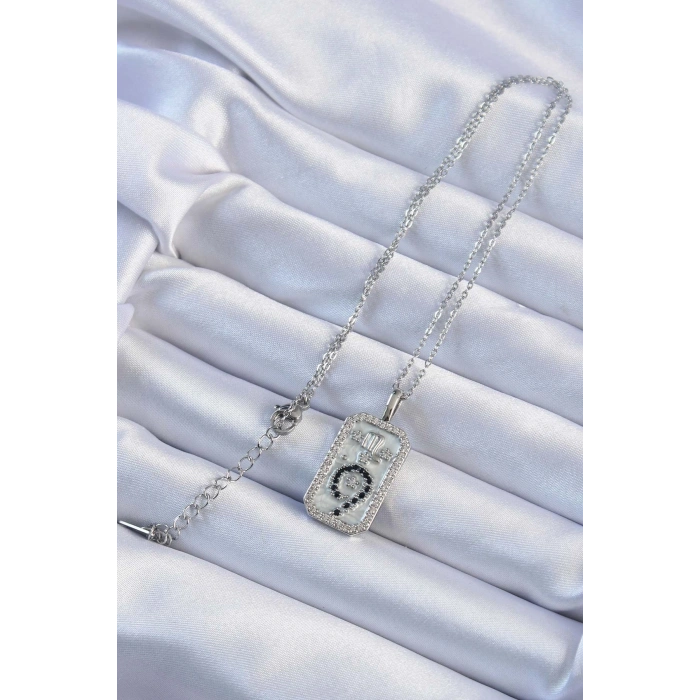 316L Çelik Zincir Gümüş Renk Zirkon Taşlı Minimal Papatya Figürlü Tarot Kolye