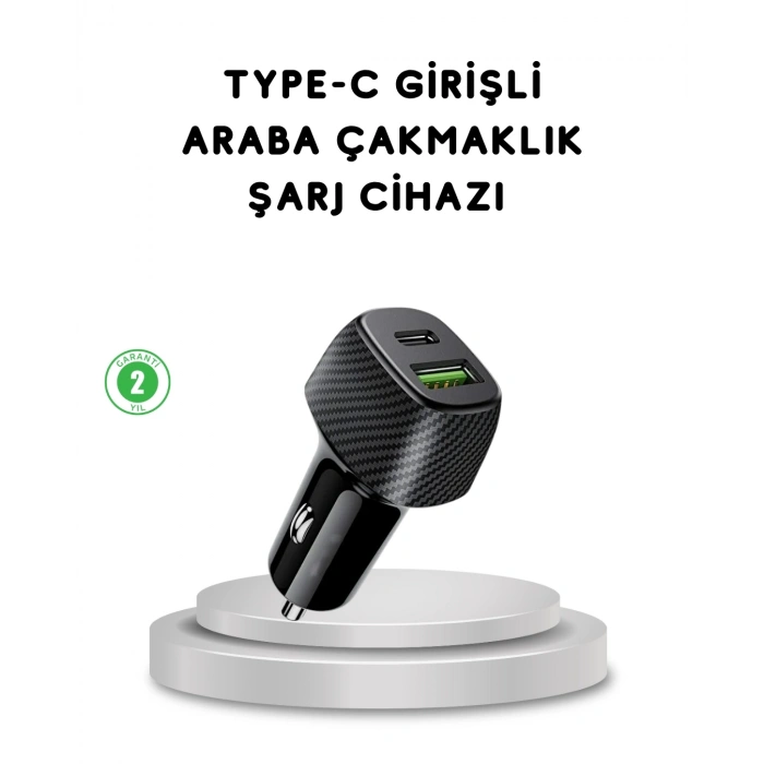 38W Araç Şarj Cihazı Type-C PD USB Hızlı Şarj Çift Port