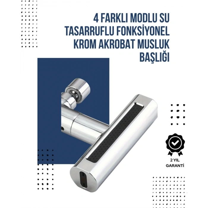 4 Modlu Musluk Başlığı | Şelale, Yağmur, Sprey, Köpük Akışı | Yüksek Basınç Performansı | Modern Tasarım