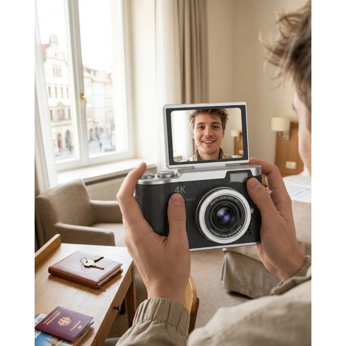 48 MP 4K Dijital Kamera 8X Zoom ve 180 Derece Ekran Yeni Başlayanlar İçin Uygun