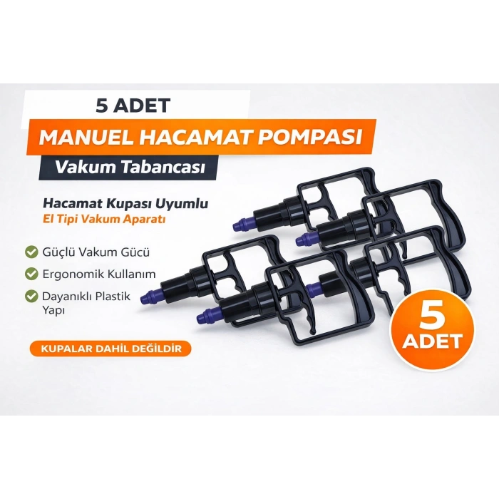 5 Adet Manuel Hacamat Pompası Vakum Tabancası – Hacamat Kupası Uyumlu El Tipi Vakum Aparatı