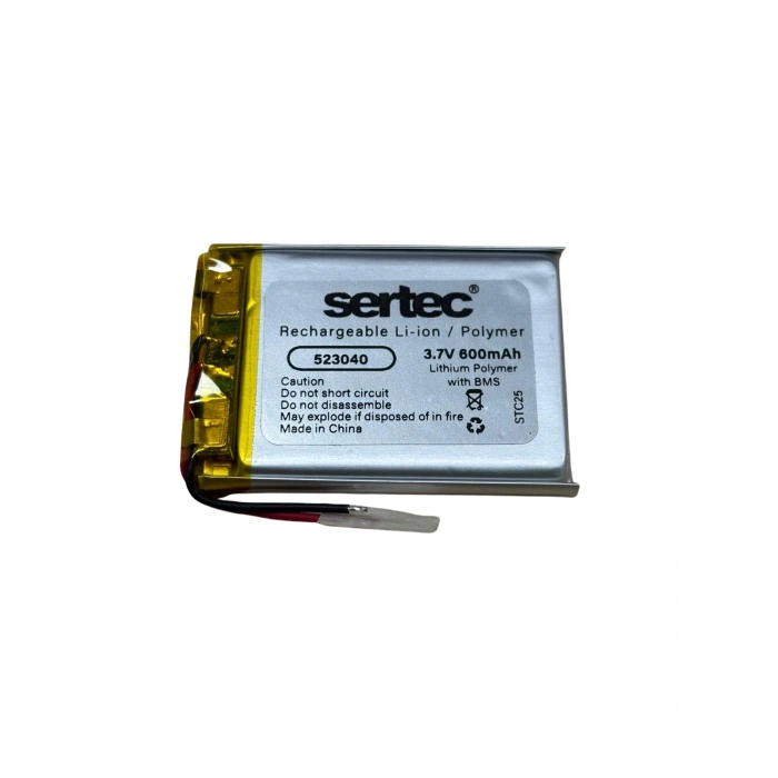 Sertec 523040 3.7V 600 MAh Li-Polymer Pil (Devreli/1.5A)