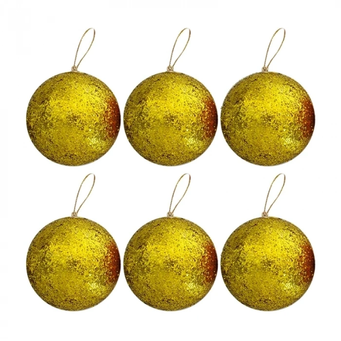 5cm Simli Strafor Top Ağaç Süsü 6lı Gümüş