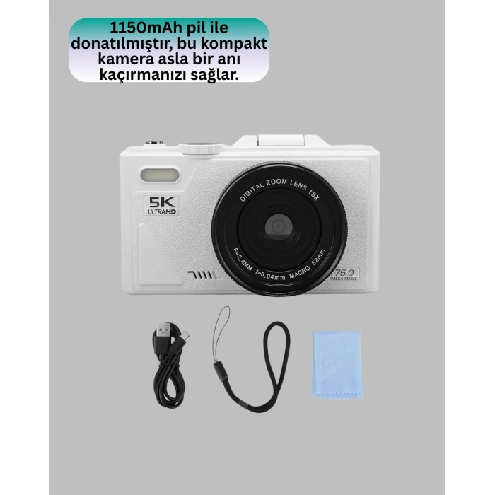 5K Dijital Kamera Otofokus WiFi Aktarım ve 18x Dijital Zoom