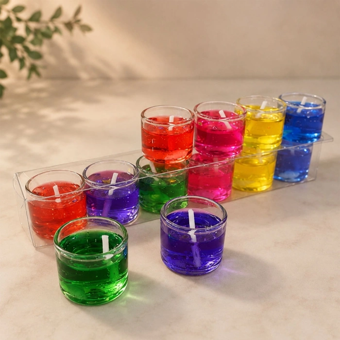 6lı Jel Dekoratif Mum Seti - Karışık Renklerde