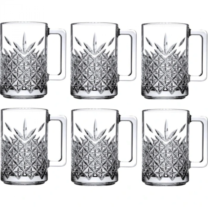 6lı Kulplu Kristal Meşrubat Bardağı