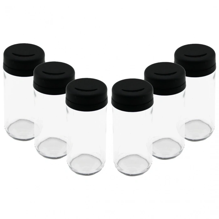 6 PARÇA CAM BAHARATLIK TUZLUK PLASTİK KAPAK 225 ML