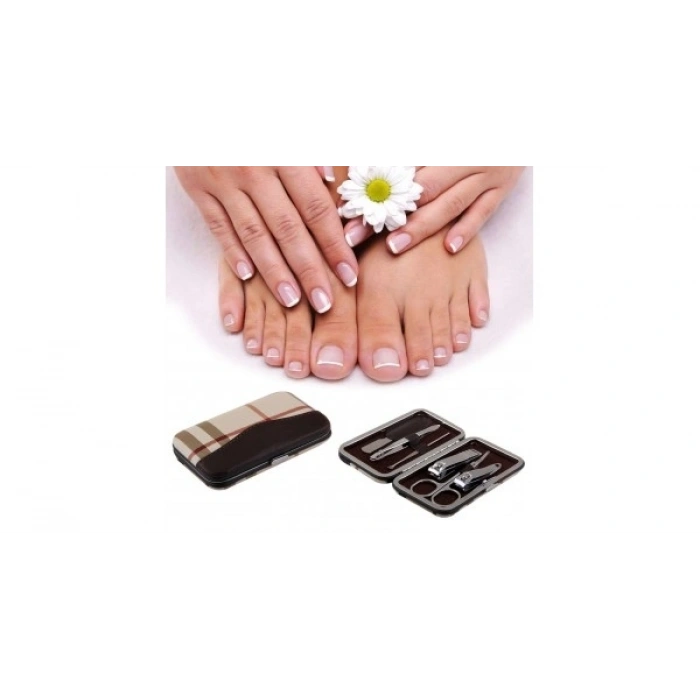 6 Parça Profesyonel Manikür Seti -Tırnak  Makası- Kaş Makas- Cımbız - Törpü Seti