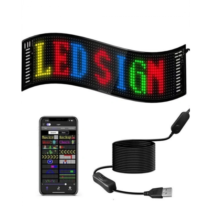 60 cm LED Matrix Panel 16x96 Piksel Bluetooth Kontrollü RGB Kayan Yazı Ekranı