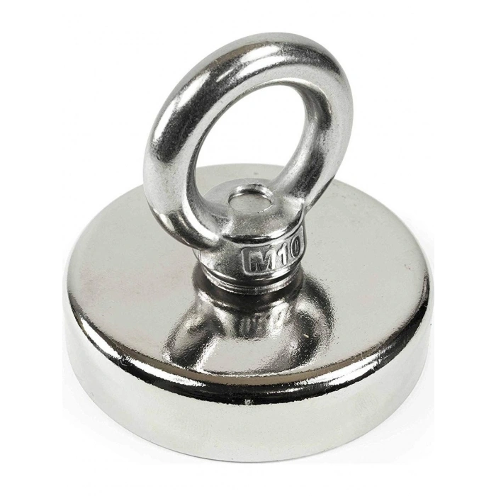 60 mm Çap 100 kg Taşıma Gücü, Süper Güçlü Halkalı Büyük Neodyum Pot Mıknatıs, Deniz Kurtarma Mıknatısı
