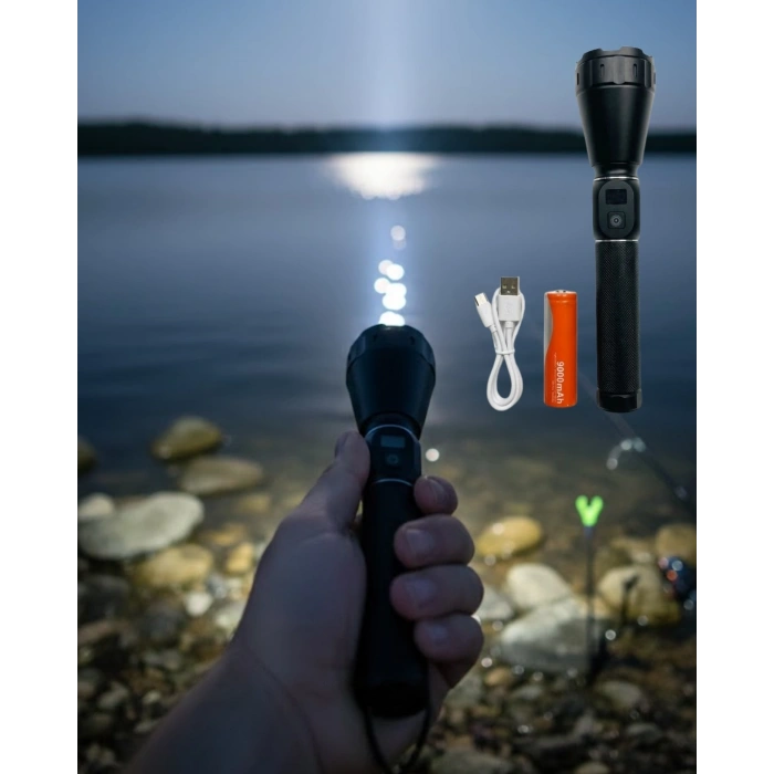 60W Güçlü LED El Feneri 6000 Lümen Uzun Mesafe Aydınlatma Seti