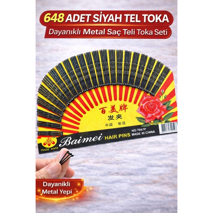 648 Adet Siyah Tel Toka Saç Tokası – Dayanıklı Metal Profesyonel Saç Teli Toka Seti