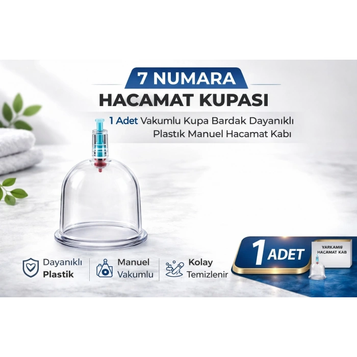 7 Numara Hacamat Kupası 1 Adet Vakumlu Kupa Bardak Dayanıklı Plastik Manuel Hacamat Kabı