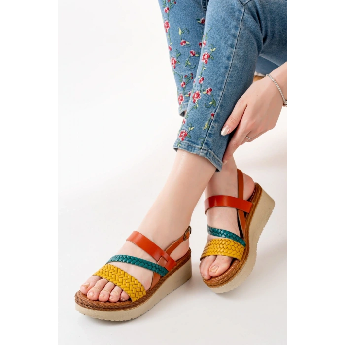 730-152 Multi Ortopedik Hakiki Deri Dolgu Kadın Sandalet