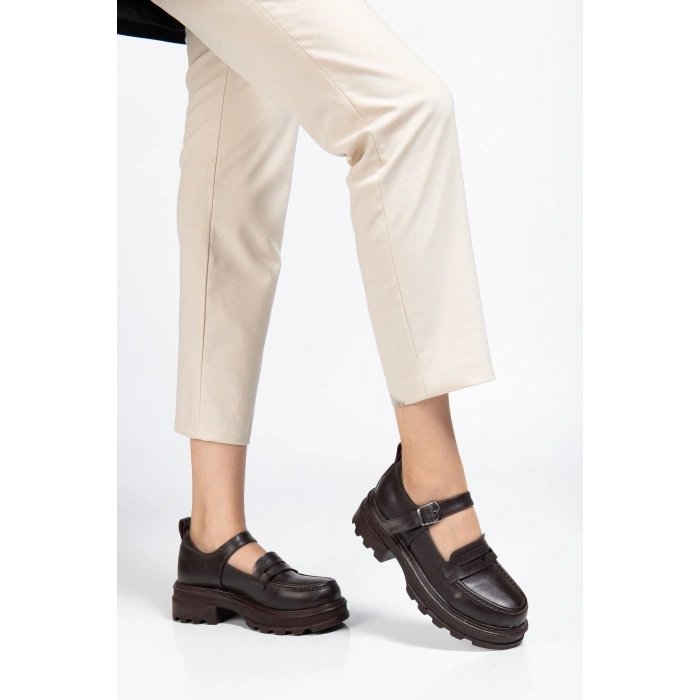 745-771 Kahve Günlük Yüksek Tabanlı Loafer Ayakkabı