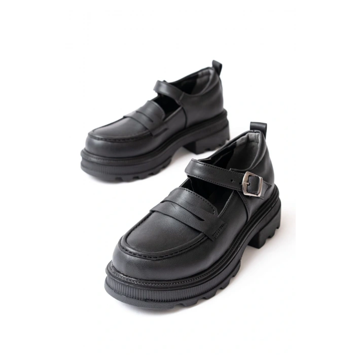 745-771 Siyah Kadın Günlük Yüksek Tabanlı Loafer Ayakkabı