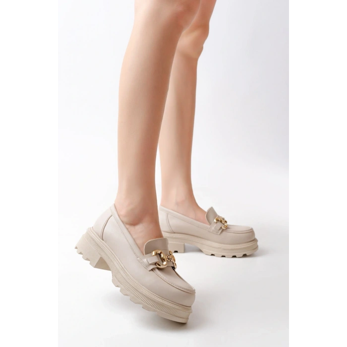 745-773 Bej Günlük Yüksek Tabanlı Loafer Ayakkabı