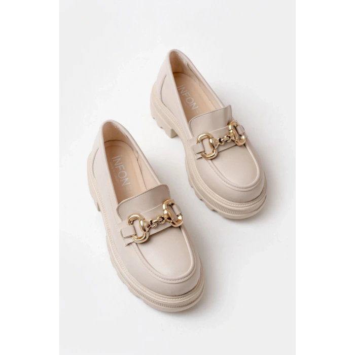 745-773 Bej Günlük Yüksek Tabanlı Loafer Ayakkabı