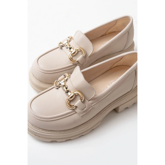 745-773 Bej Günlük Yüksek Tabanlı Loafer Ayakkabı