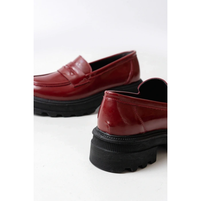 746-759 Bordo Rugan Günlük Yüksek Tabanlı Loafer Ayakkabı