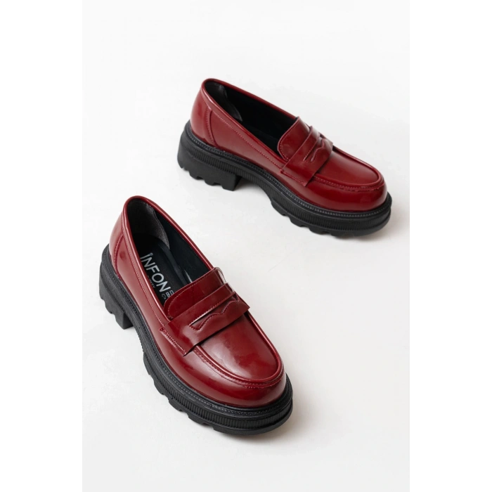 746-759 Bordo Rugan Günlük Yüksek Tabanlı Loafer Ayakkabı