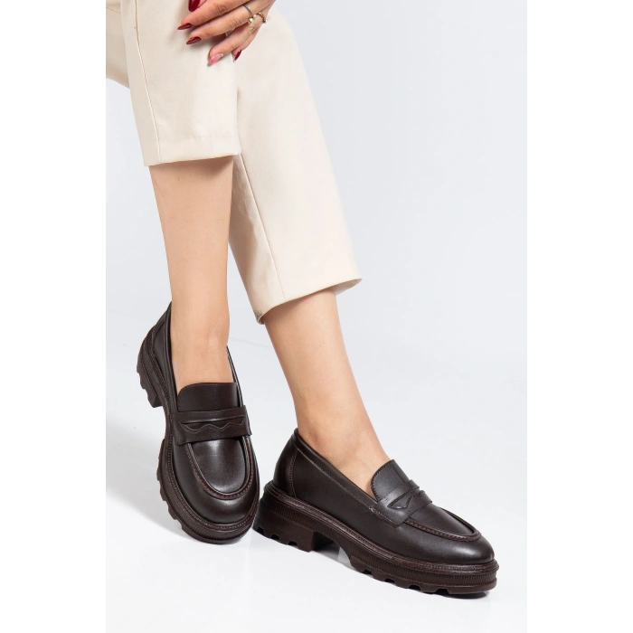 746-759 Kahve Günlük Yüksek Tabanlı Loafer Ayakkabı