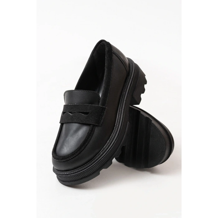 746-759 Siyah Günlük Yüksek Tabanlı Loafer Ayakkabı