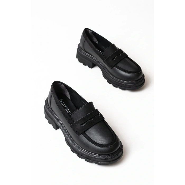 746-759 Siyah Günlük Yüksek Tabanlı Loafer Ayakkabı