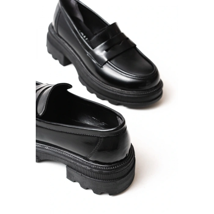 746-759 Siyah Rugan Günlük Yüksek Tabanlı Loafer Ayakkabı