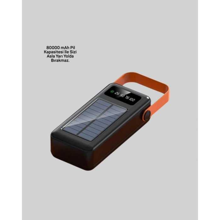 80000 mAh Yüksek Kapasiteli Powerbank Göstergeli Solar Şarj Cihazı
