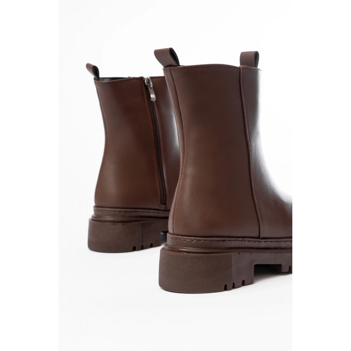 812-2012 Kahverengi Luna Fermuarlı Günlük Kadın Bot