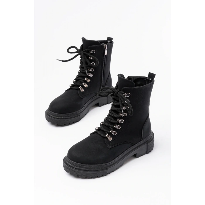 812-2121 Siyah Zümrüt Bağcıklı Fermuarlı Günlük Kadın Bot