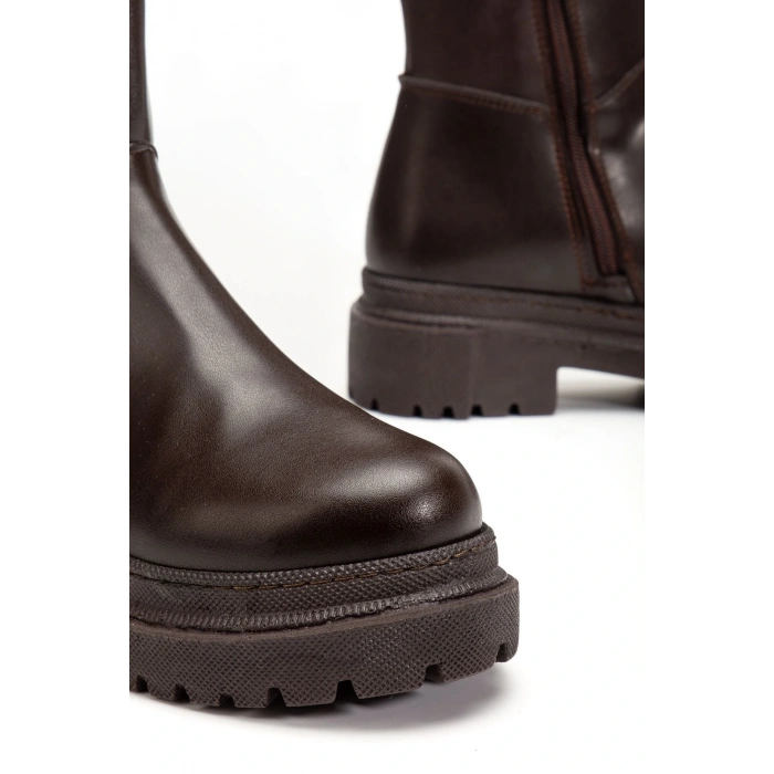 812-300 Kahverengi Fermuarlı Günlük Kadın Çizme