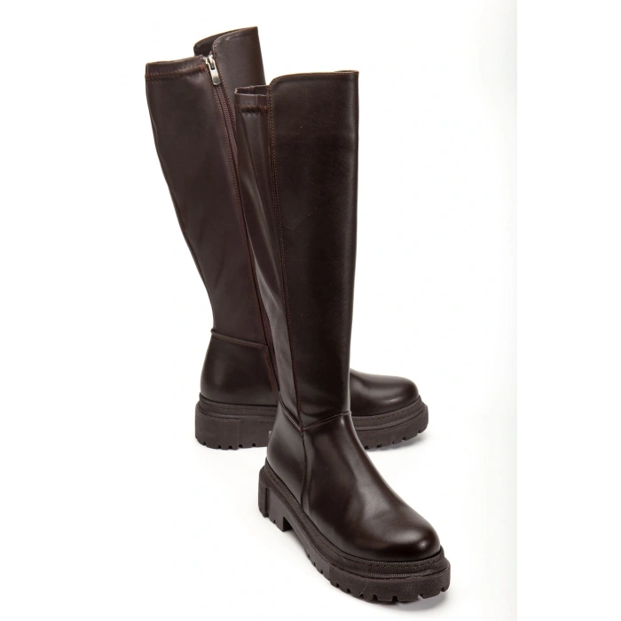812-300 Kahverengi Fermuarlı Günlük Kadın Çizme