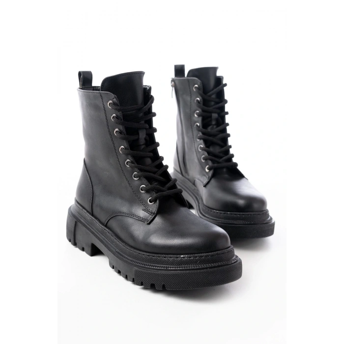 812-356 Siyah Bağcıklı Fermuarlı Günlük Kadın Bot