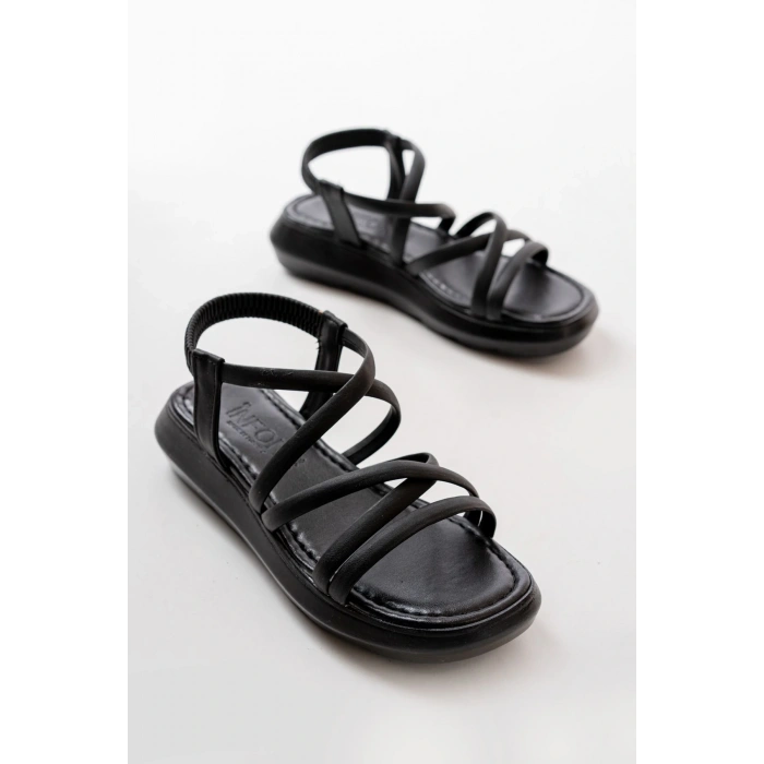 841-841 Siyah Lastikli Günlük Kadın Sandalet