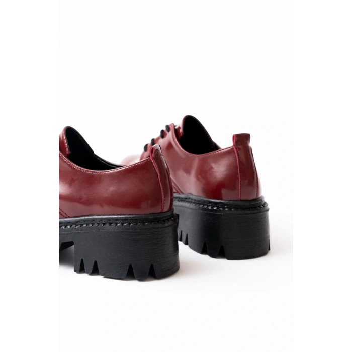 868-754 Bordo Rugan Bağcıklı Günlük Yüksek Tabanlı Loafer Ayakkabı