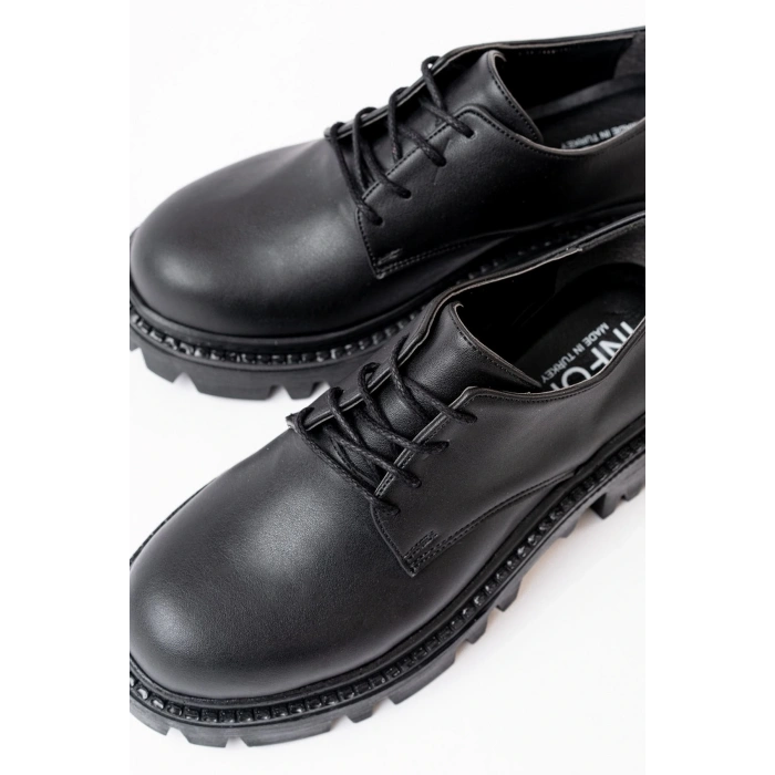 868-754 Siyah Bağcıklı Günlük Yüksek Tabanlı Loafer Ayakkabı