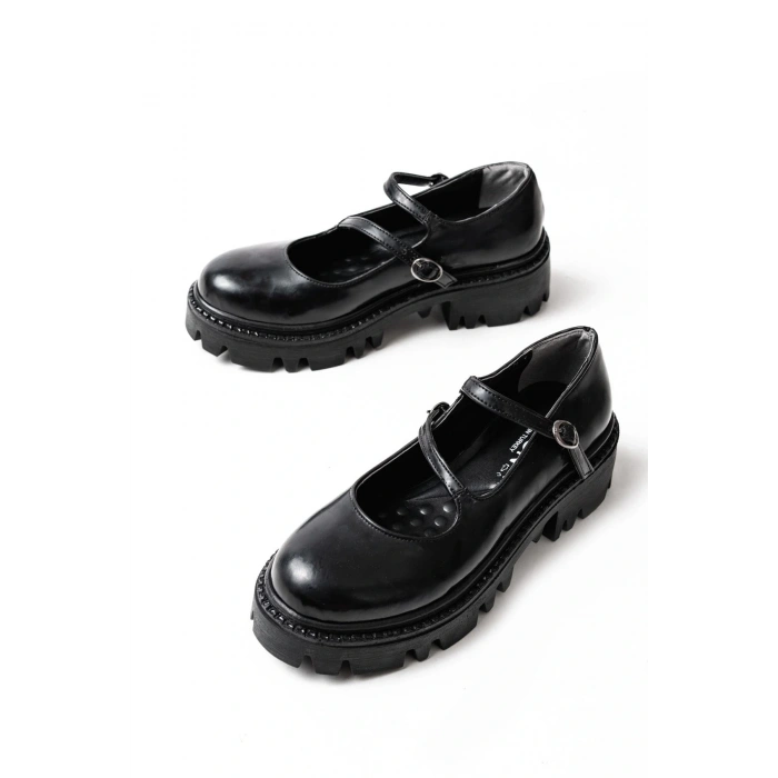 868-756 Siyah Rugan Günlük Yüksek Tabanlı Loafer Ayakkabı