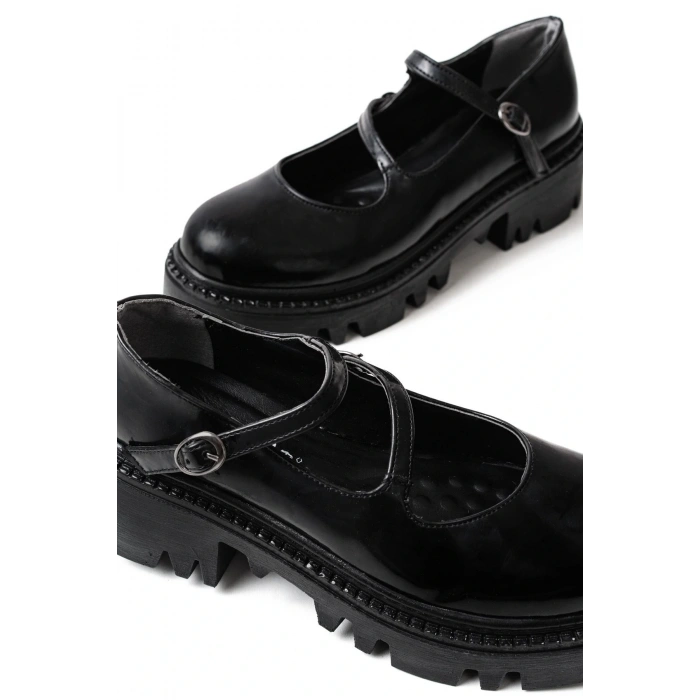 868-756 Siyah Rugan Günlük Yüksek Tabanlı Loafer Ayakkabı